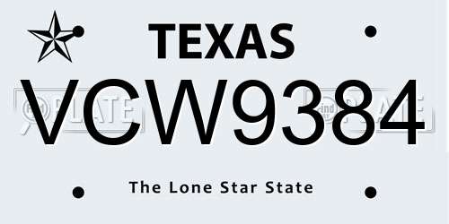 VCW9384 Texas License Plate