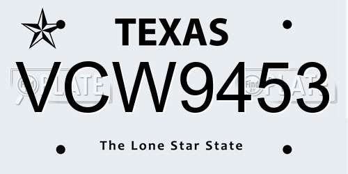 VCW9453 Texas License Plate