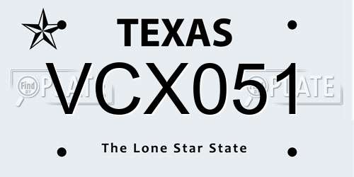 VCX051 Texas License Plate