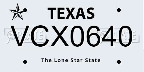 VCX0640 Texas License Plate