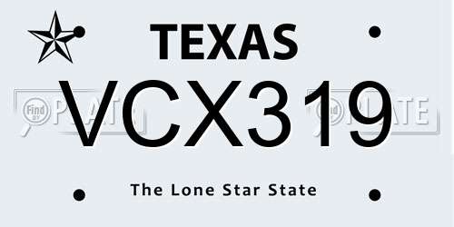 VCX319 Texas License Plate