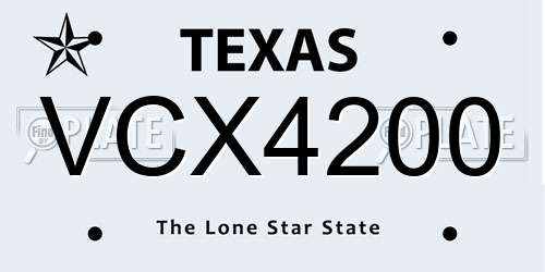 VCX4200 Texas License Plate