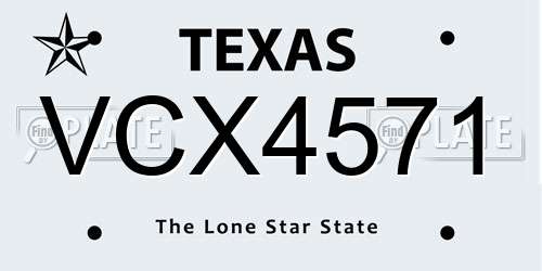 VCX4571 Texas License Plate