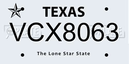 VCX8063 Texas License Plate