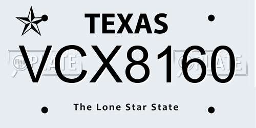 VCX8160 Texas License Plate