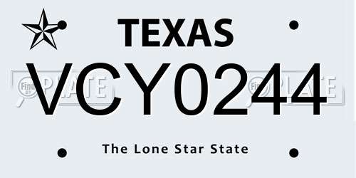 VCY0244 Texas License Plate