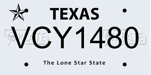 VCY1480 Texas License Plate