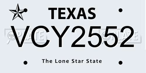 VCY2552 Texas License Plate