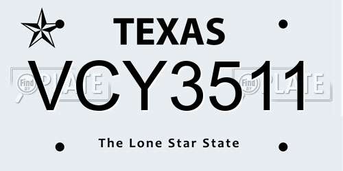 VCY3511 Texas License Plate