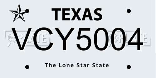 VCY5004 Texas License Plate