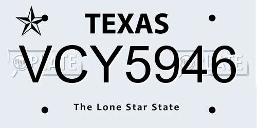 VCY5946 Texas License Plate