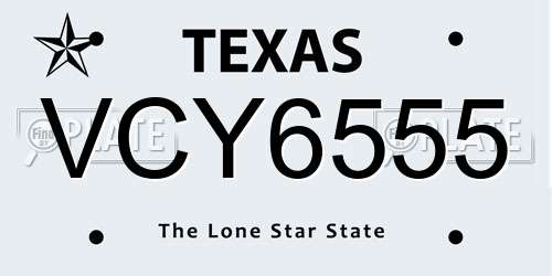 VCY6555 Texas License Plate