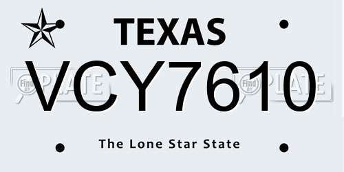 VCY7610 Texas License Plate