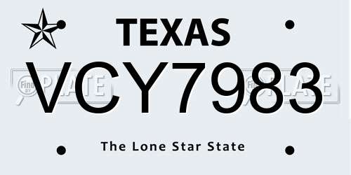 VCY7983 Texas License Plate