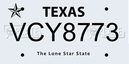 VCY8773 Texas License Plate