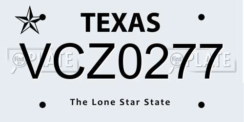 VCZ0277 Texas License Plate