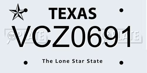 VCZ0691 Texas License Plate