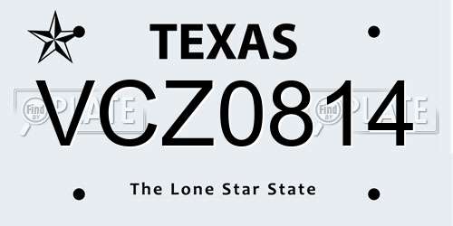 VCZ0814 Texas License Plate
