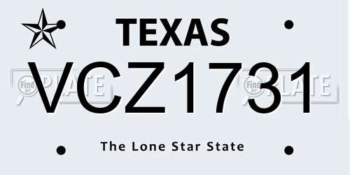VCZ1731 Texas License Plate