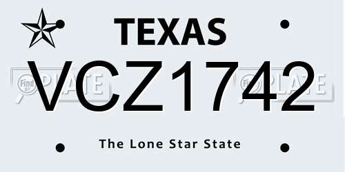 VCZ1742 Texas License Plate