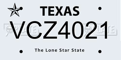 VCZ4021 Texas License Plate