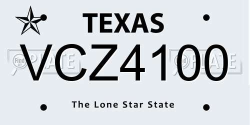 VCZ4100 Texas License Plate