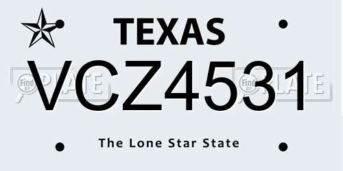 VCZ4531 Texas License Plate