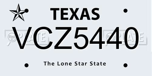 VCZ5440 Texas License Plate