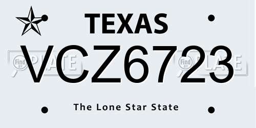 VCZ6723 Texas License Plate
