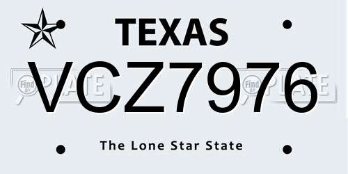 VCZ7976 Texas License Plate