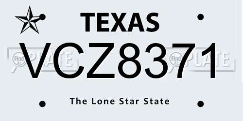 VCZ8371 Texas License Plate