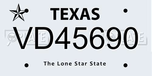 VD45690 Texas License Plate