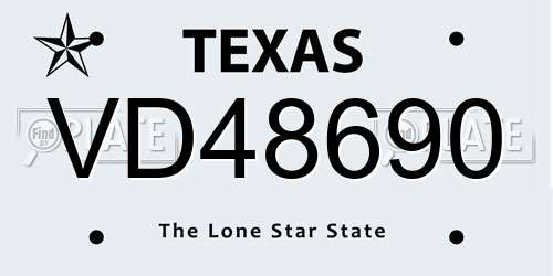 VD48690 Texas License Plate