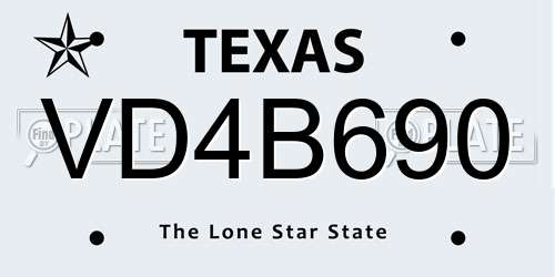 VD4B690 Texas License Plate