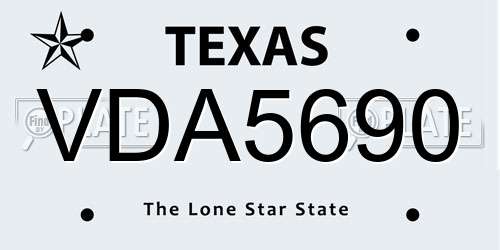 VDA5690 Texas License Plate