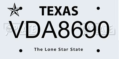 VDA8690 Texas License Plate