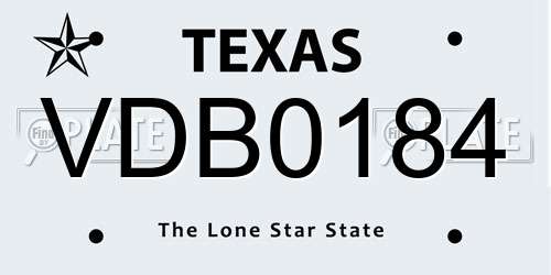 VDB0184 Texas License Plate