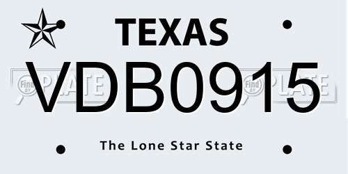 VDB0915 Texas License Plate