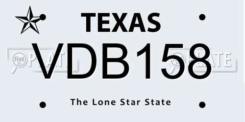 VDB158 Texas License Plate