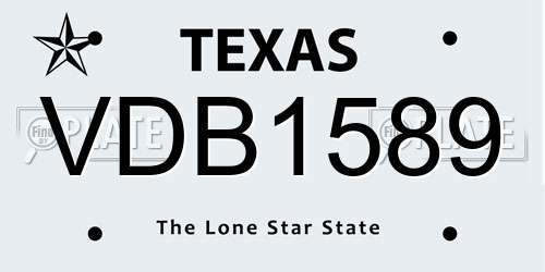 VDB1589 Texas License Plate