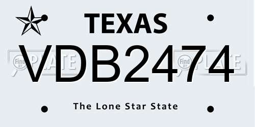 VDB2474 Texas License Plate