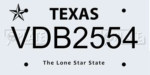 VDB2554 Texas License Plate