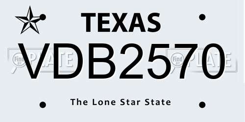 VDB2570 Texas License Plate