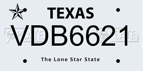 VDB6621 Texas License Plate