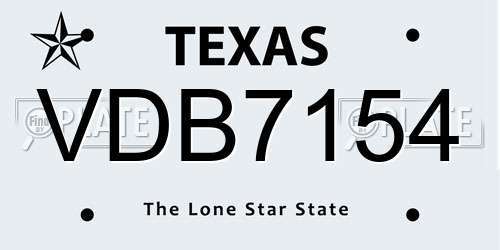 VDB7154 Texas License Plate