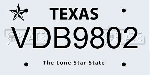 VDB9802 Texas License Plate