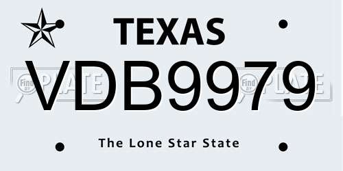 VDB9979 Texas License Plate