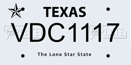 VDC1117 Texas License Plate