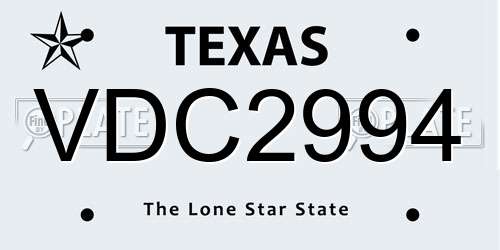 VDC2994 Texas License Plate