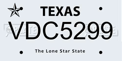 VDC5299 Texas License Plate